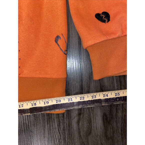 ONE 432 GOTHIC BLACKHEARTS & SAFETY PINS sweatshirt Orange Black Gray size XL - Picture 7 of 12